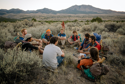 Group of young adults participating in a Wilderness Therapy session