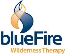 Blue fire wilderness therapy logo
