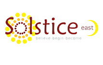 logo for Solstice East with tag line believe, begin, become
