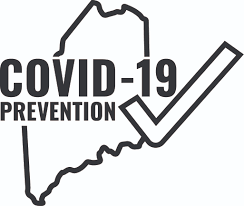 State of Maine outline with Covid-19 prevention.