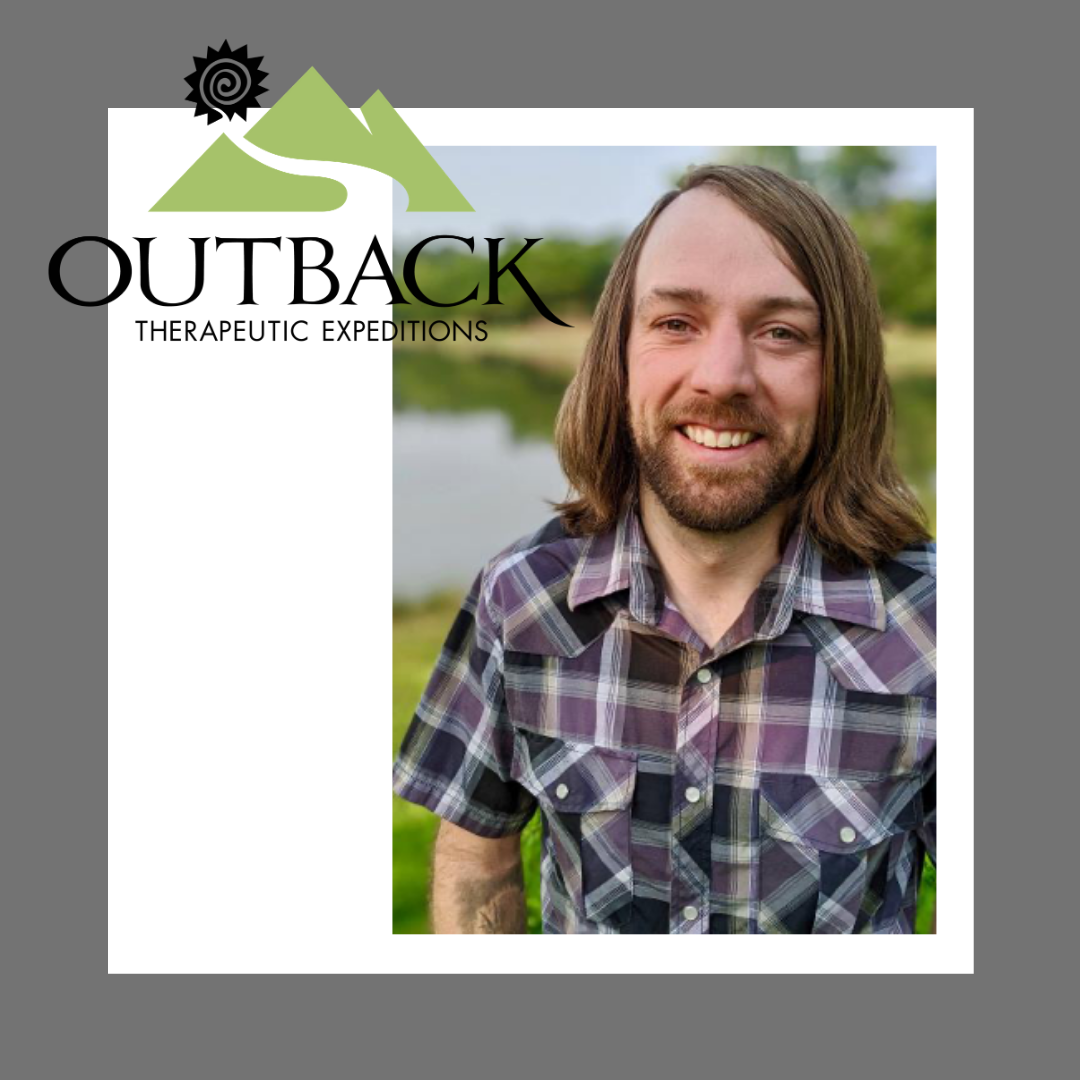 Photo of Derek Cragun, LCSW to the Clinical Team with the outBACK logo in the left side