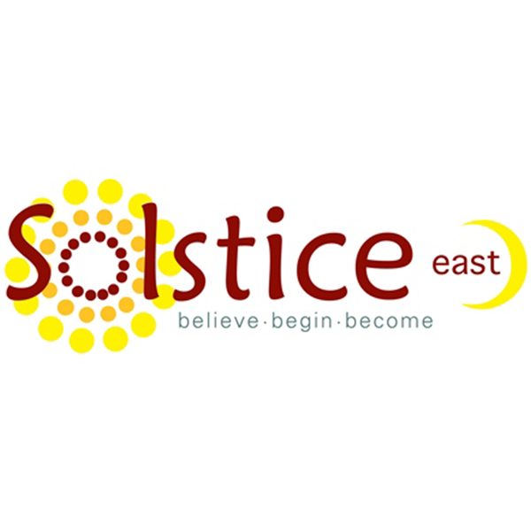 logo for Solstice East with tag line believe, begin, become