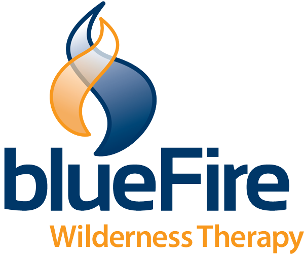 logo for blueFire & their name with Wilderness Therapy written under