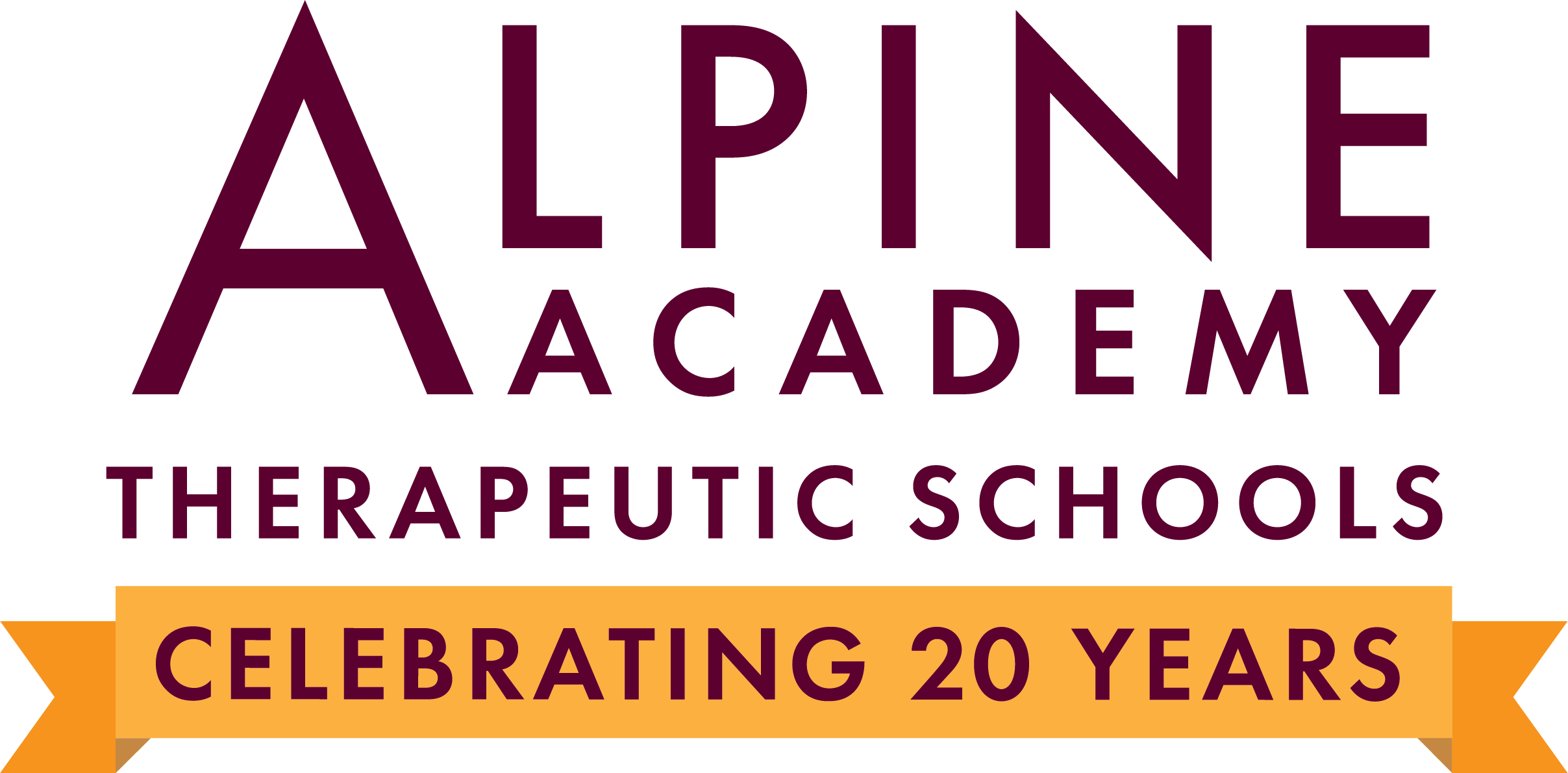 Alpine Academy Therapeutic Schools logo with banner saying Celebrating 20 Years