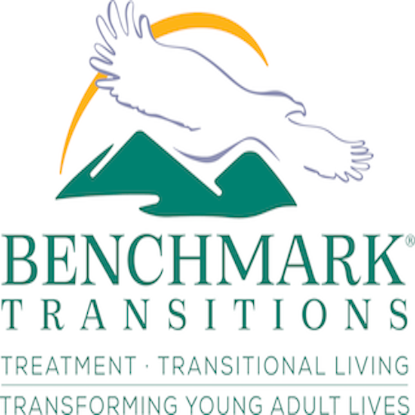 Benchmark Transitions logo with tagline Treatment - Transitional living - Transforming young adult lives