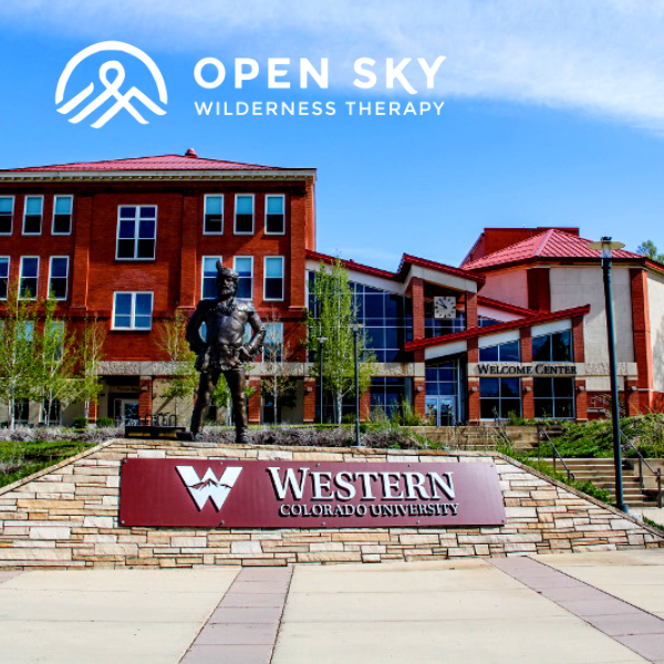 Open Sky Wilderness Therapy logo with a picture of Western Colorado University